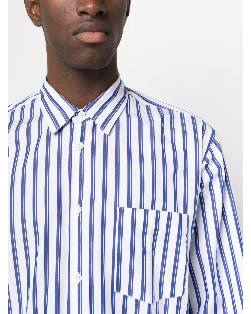 Comme des Garçons Blue Striped Long-Sleeve Cotton Shirt for men