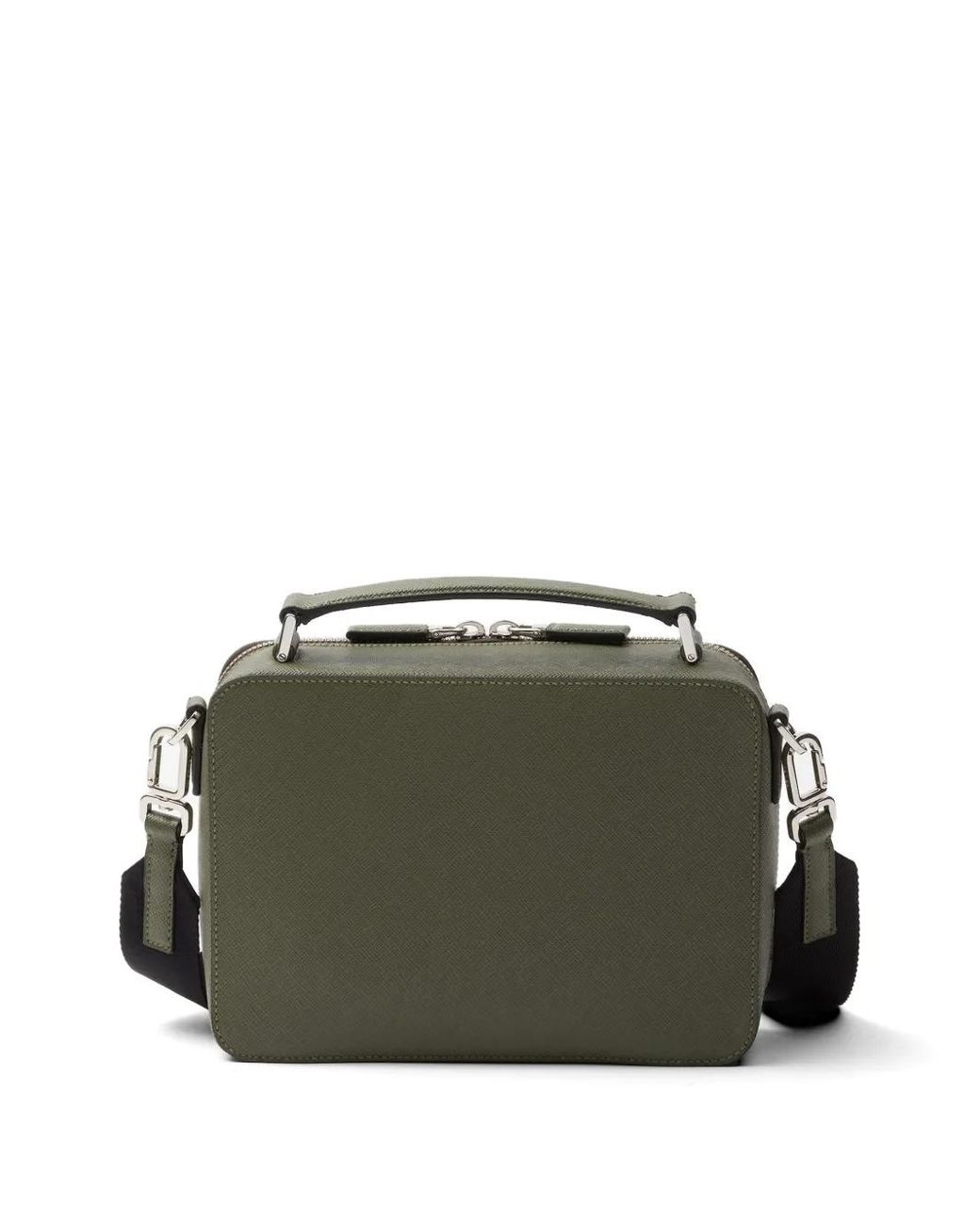 Prada Black Medium Brique Leather Messenger Bag for men