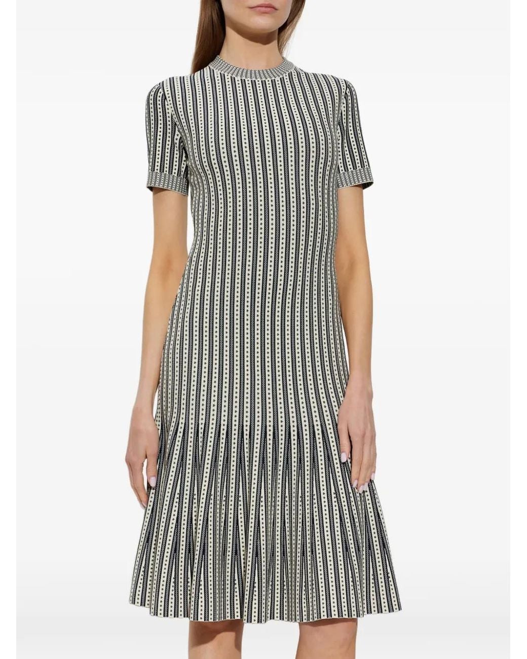McQueen White Striped Knit Dress