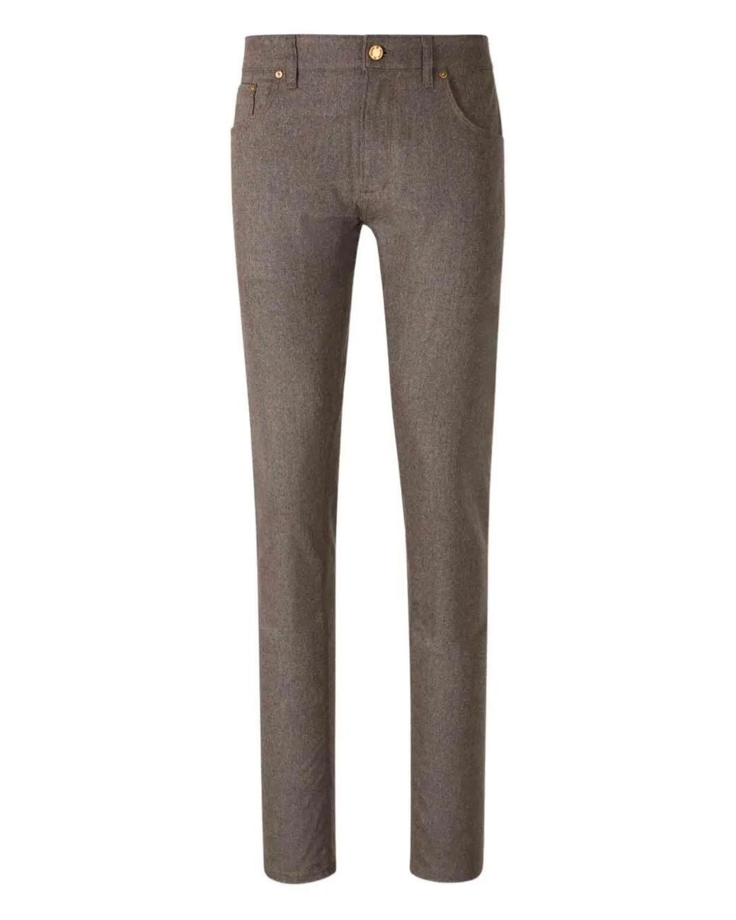 PT Torino Gray Button Belt-Loop Trousers for men