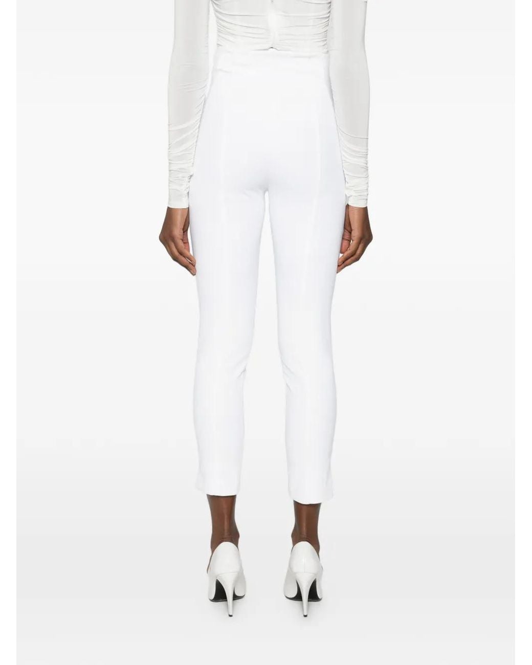 Elisabetta Franchi White Pantalon En Crêpe Stretch À Logo