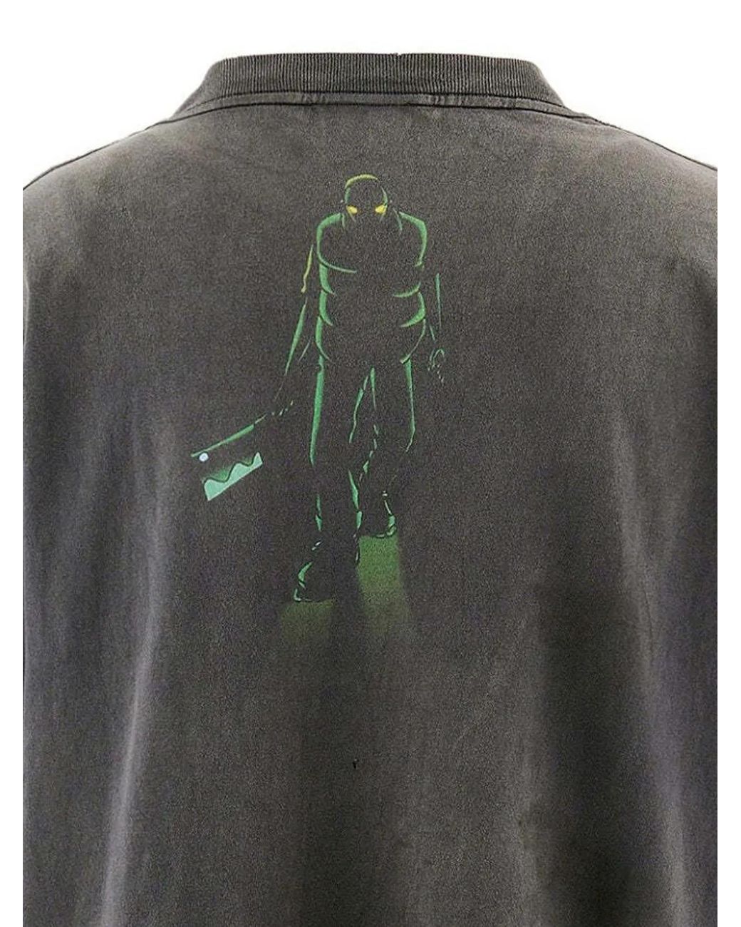 SAINT Mxxxxxx Gray X Santastic! X Geeks Rule Graphic-Print Washed T-Shirt for men