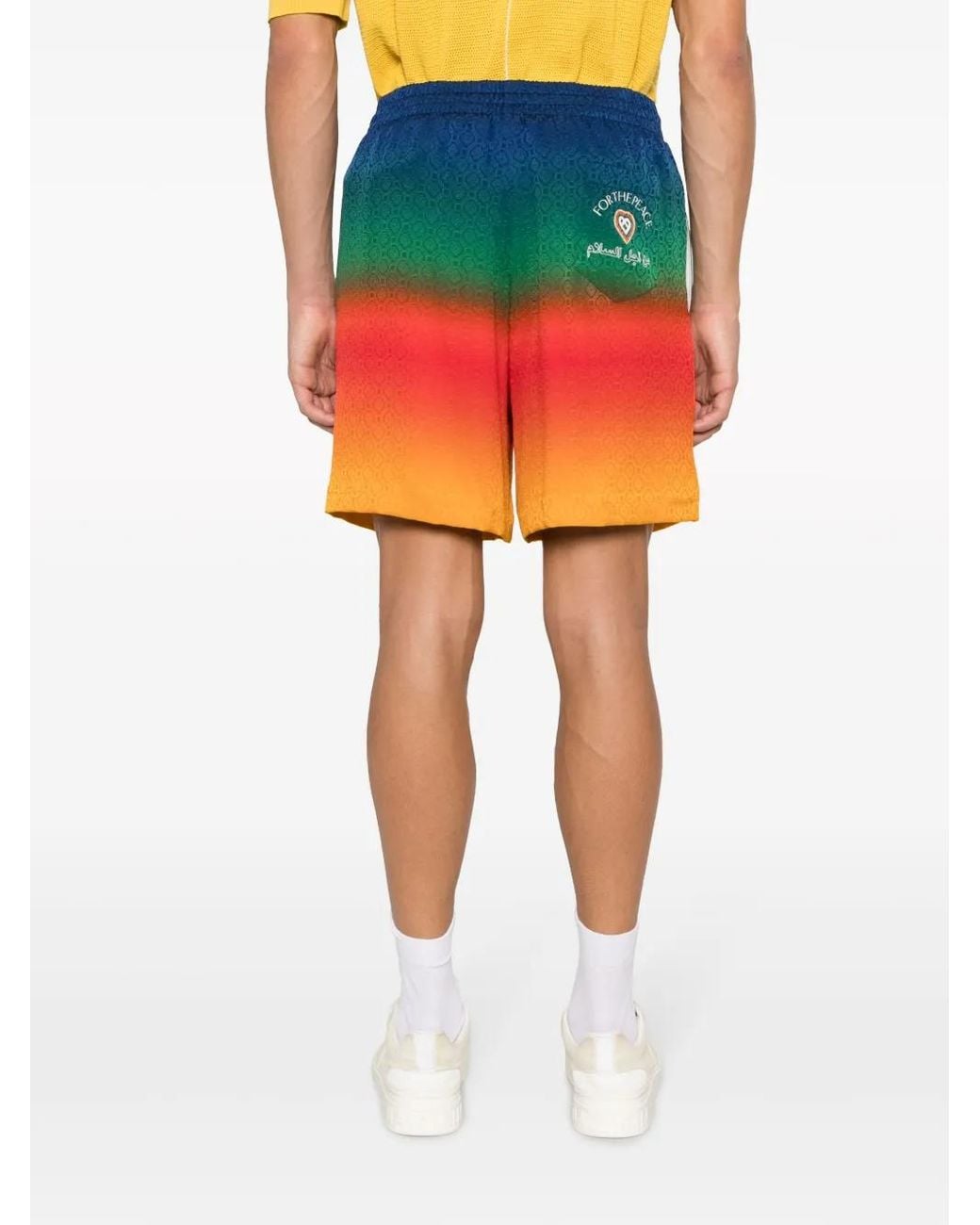 Casablanca Blue Peace Gradient Silk Shorts for men