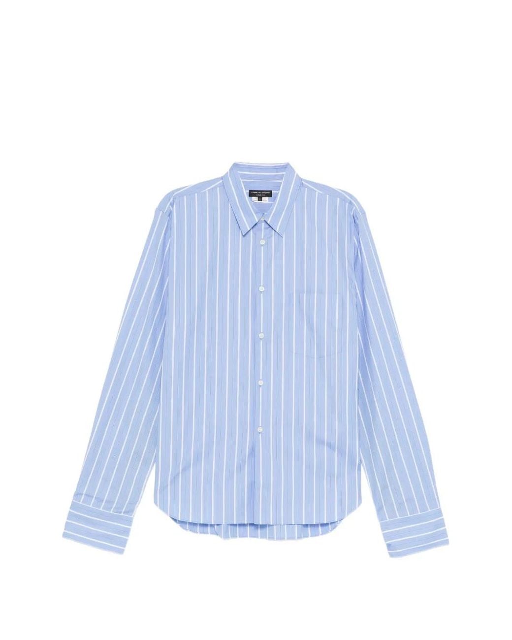 Comme des Garçons Blue Lace-Panelled Stripe Shirt for men