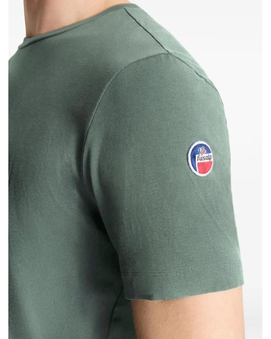 Fusalp Green Riviere Short-Sleeve Plain Cotton T-Shirt for men