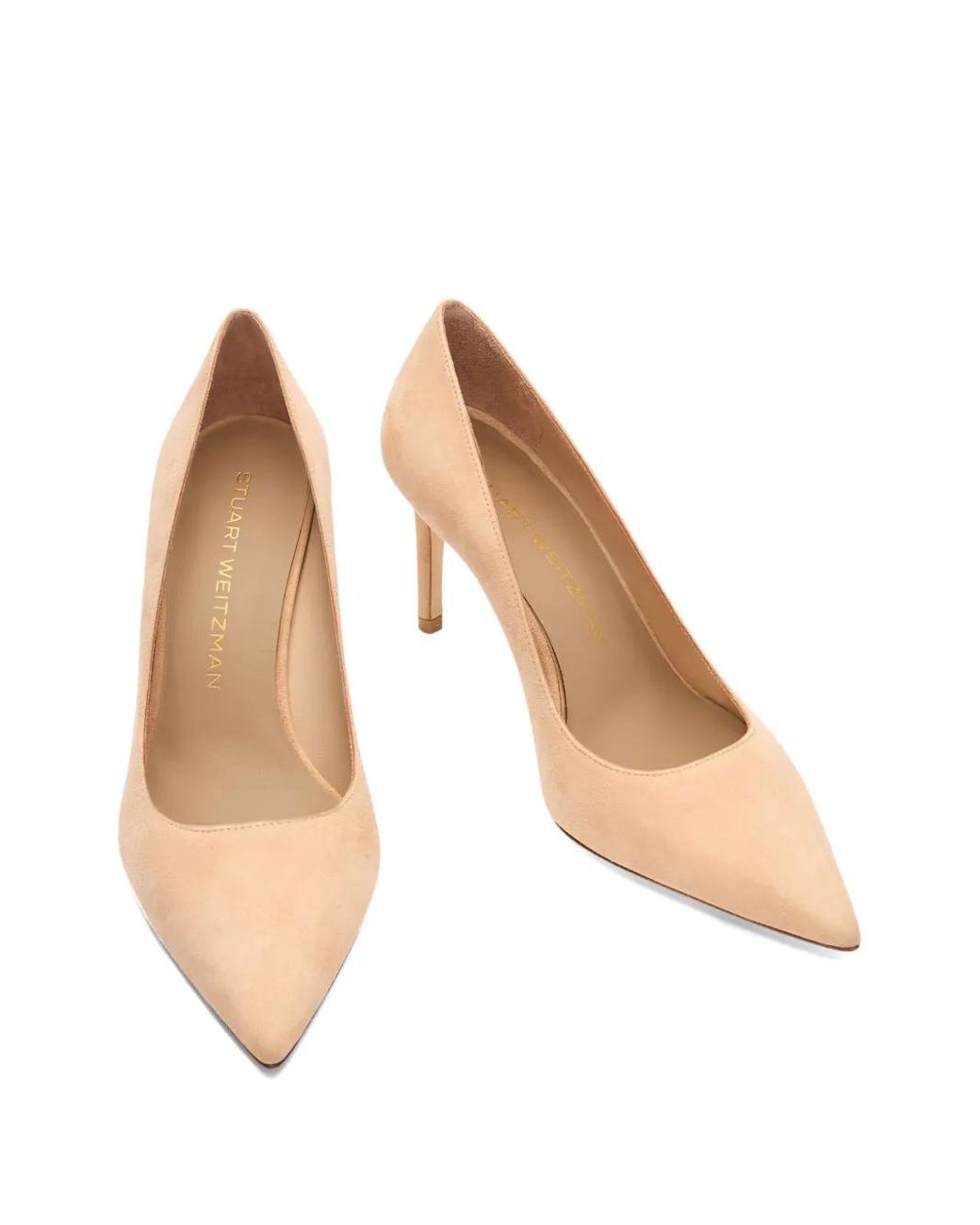 Stuart Weitzman Natural 85Mm Stuart Power Pointed-Toe Suede Pumps