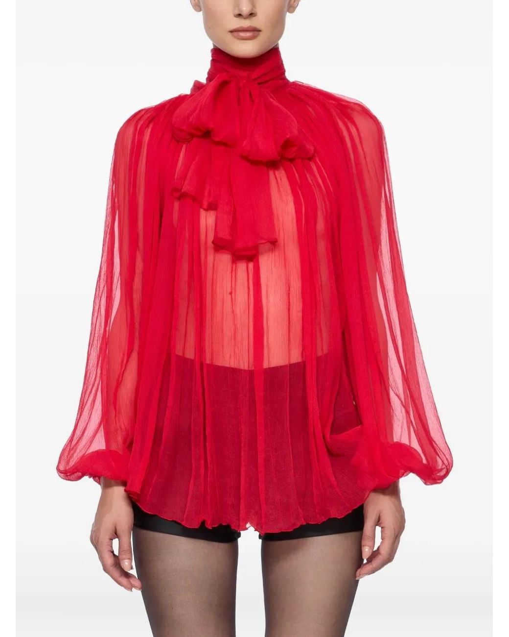 Atu Body Couture Red Chiffon Blouse
