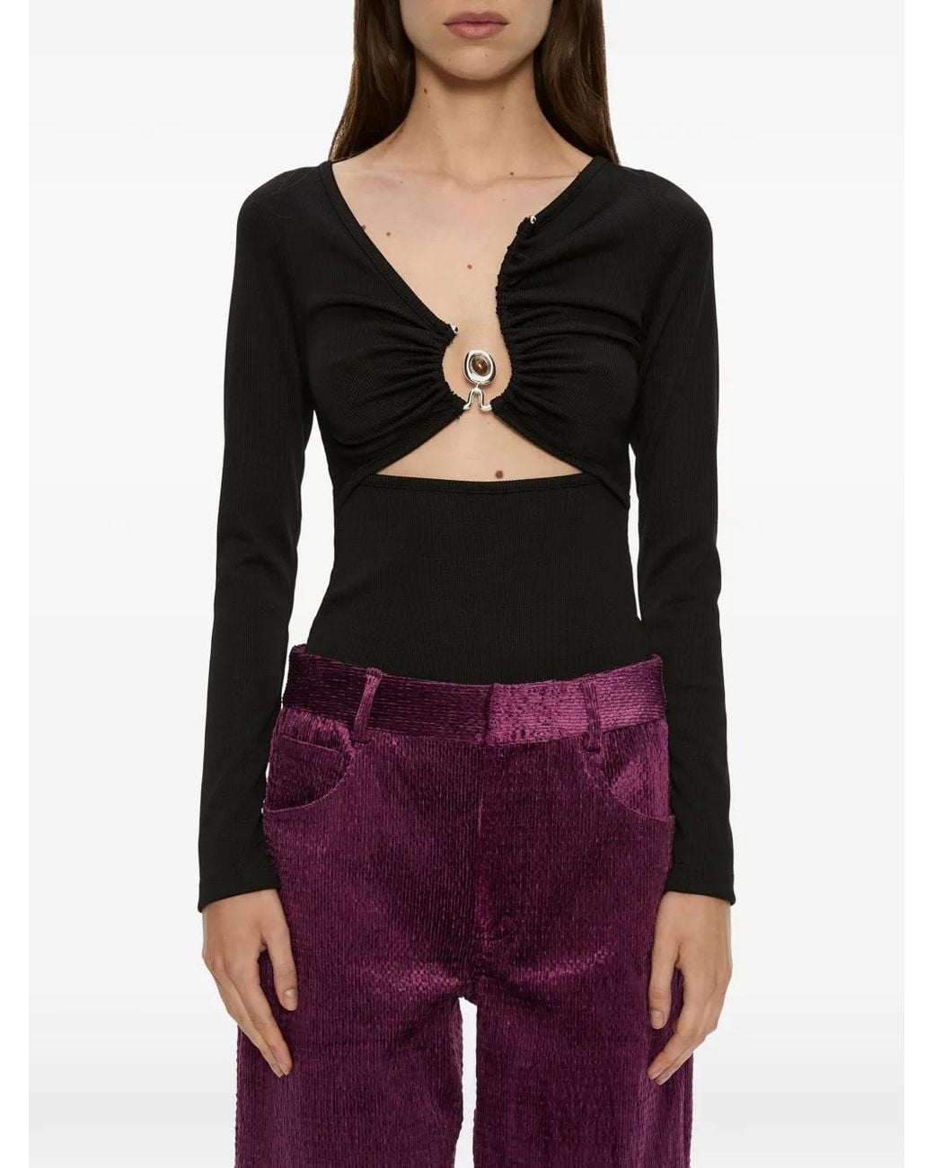 Christopher Esber Black Diverge Droplet Long-Sleeve Top