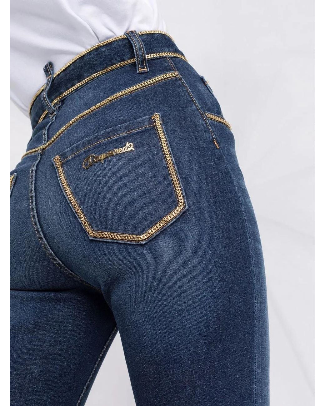 DSquared² Blue Twiggy Crop Jeans With Zip Trim