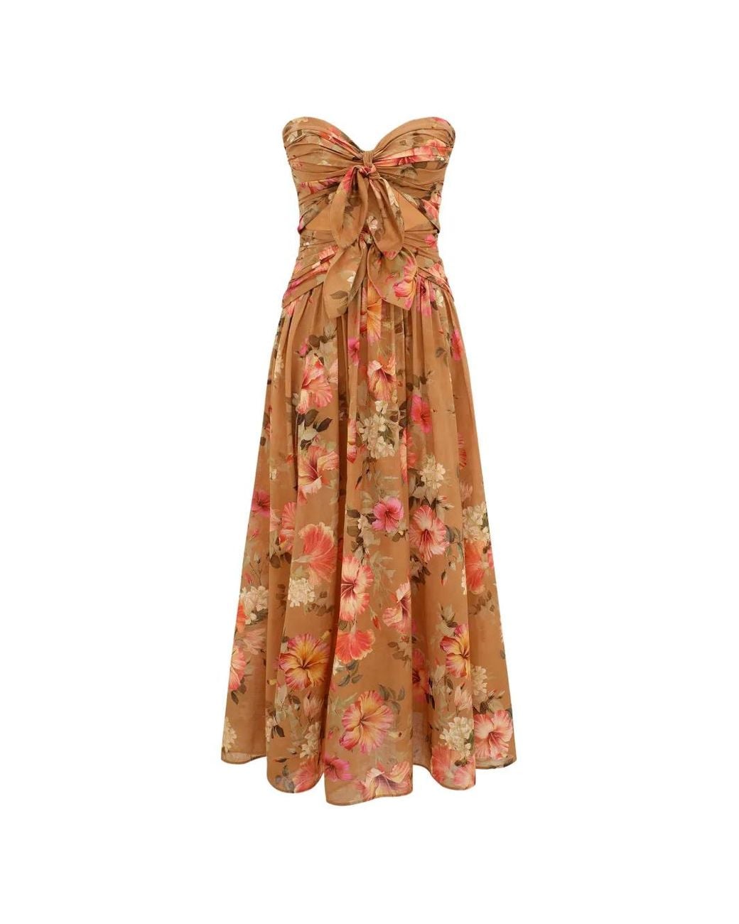 Zimmermann Brown Mahon Floral-print Midi Dress