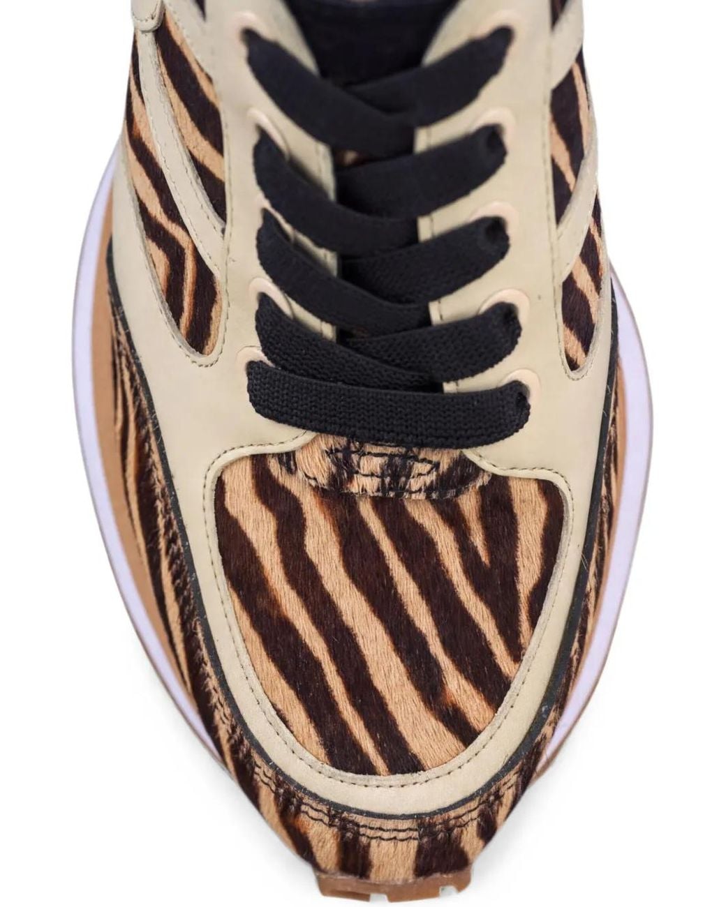 Veronica Beard Brown Valentina Zebra-Print Sneakers