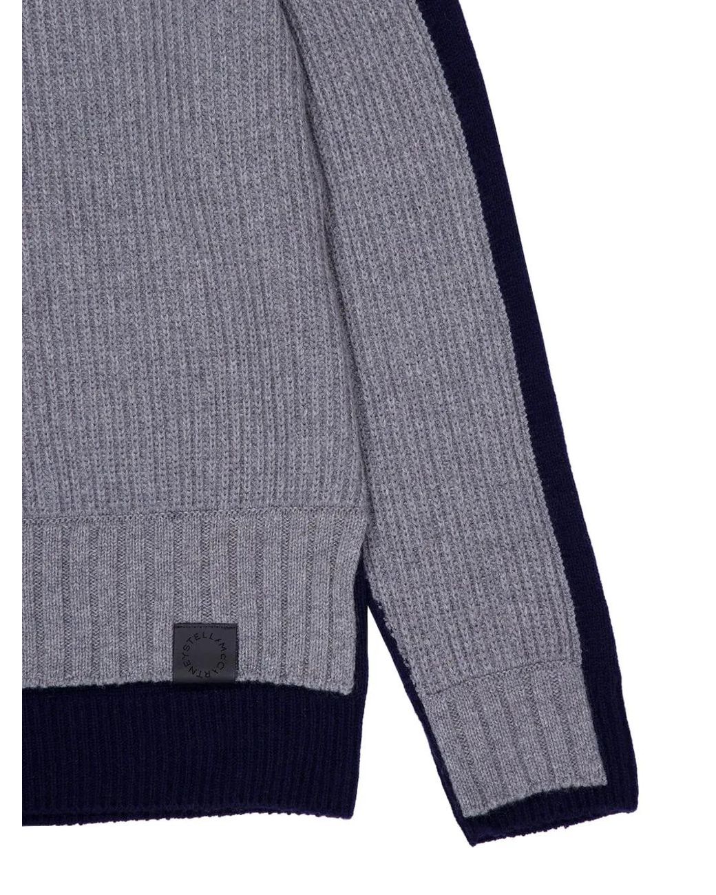Stella McCartney Blue Turtleneck Contrast Panel Jumper