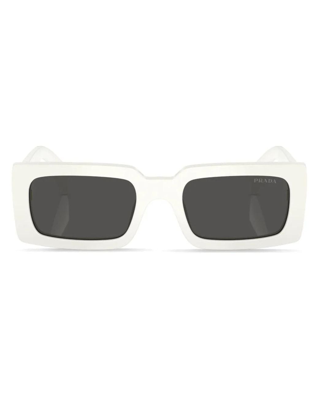 Prada Black Logo-Lettering Rectangular Sunglasses