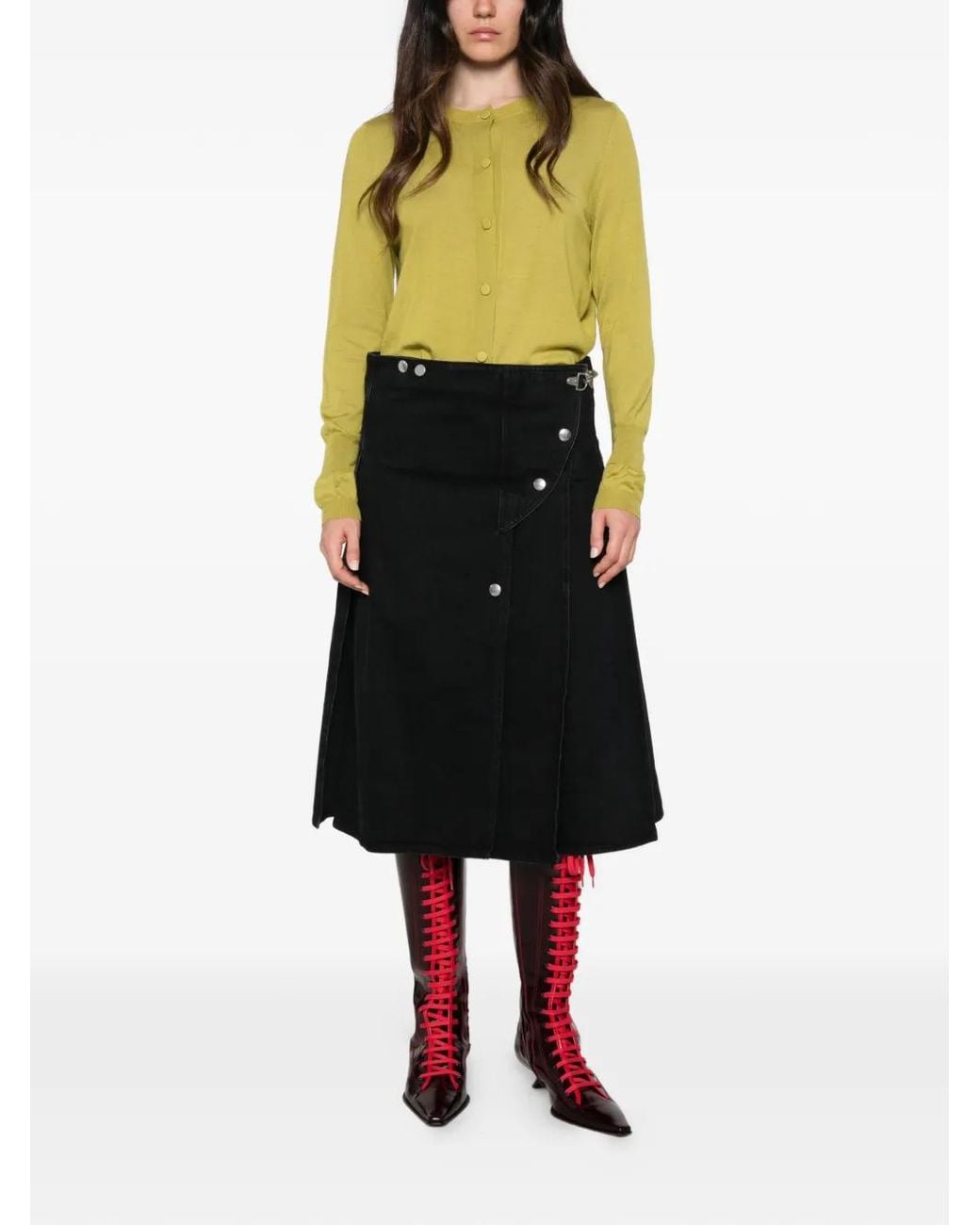 Plan C Yellow Button-Up Knit Cardigan