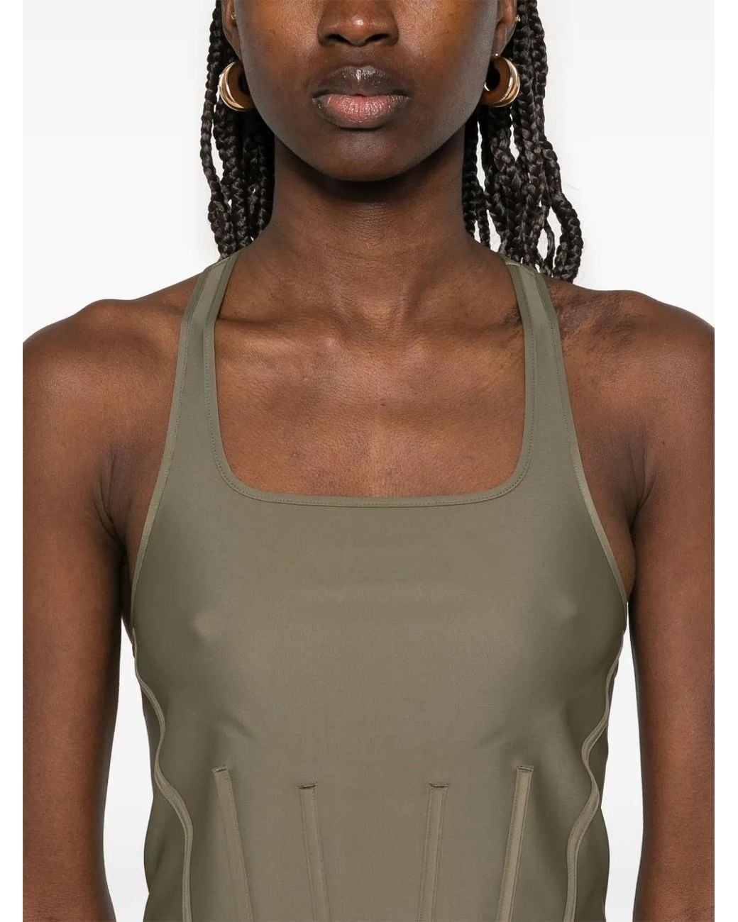 Mugler Green Corseted Tank Top