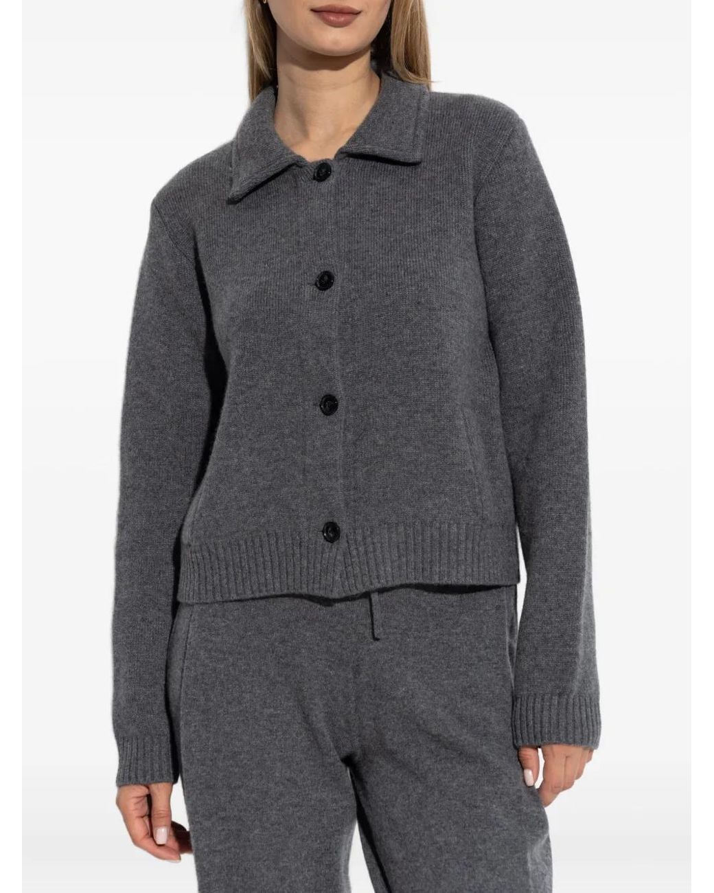 Lisa Yang Black Buttoned Ribbed Cardigan