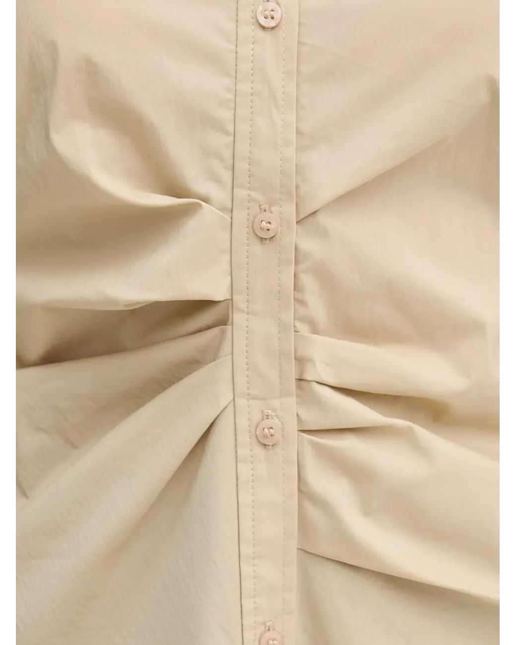 Sisley Natural Gathered Puff-Sleeve Shirt