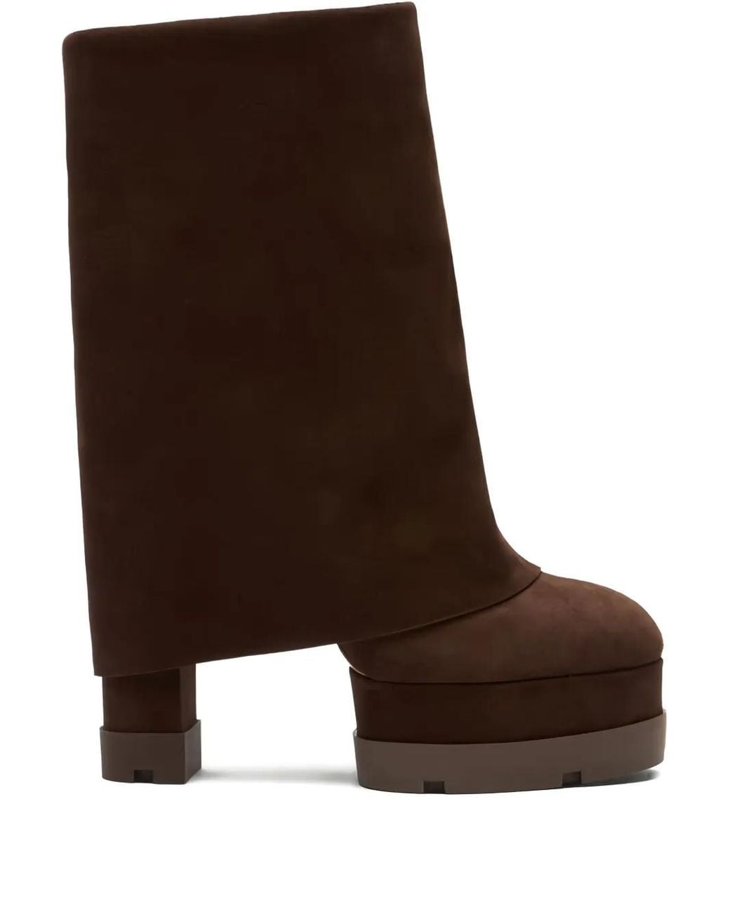 Casadei Brown Fold-Over Platform Boots
