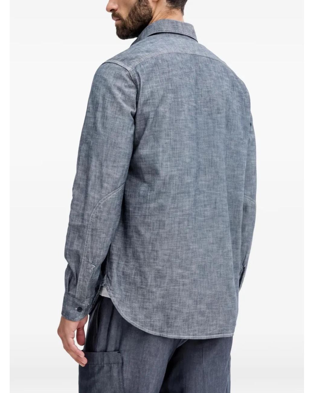 Benetton Blue Chest-Pockets Buttoned Shirt for men