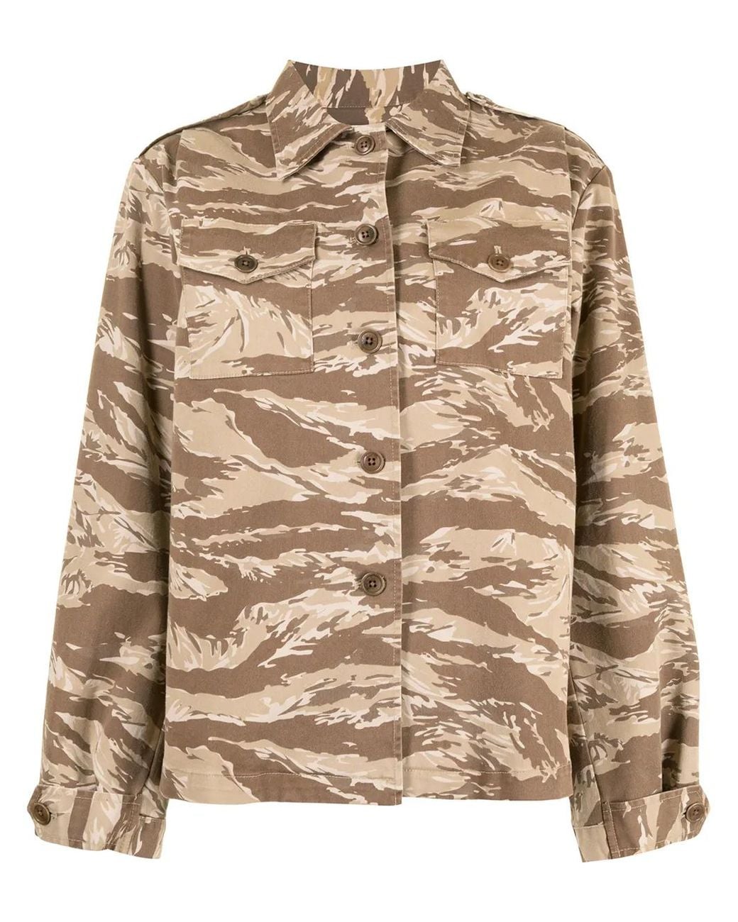 Nili Lotan Brown Camouflage Print Shirt