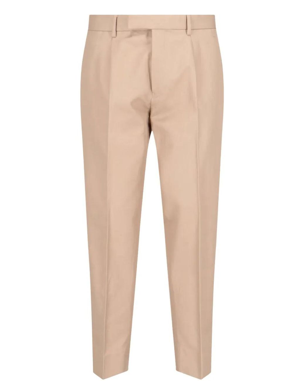 Zegna Natural Tailored Cotton Pants With Pleats for men