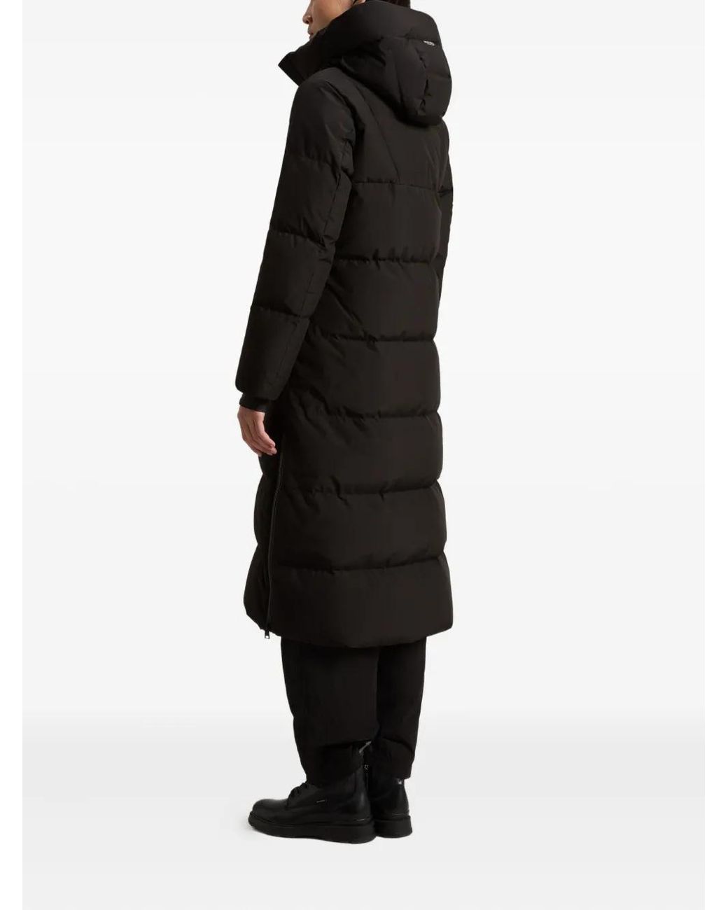 Woolrich Black Hooded Quilted Coat