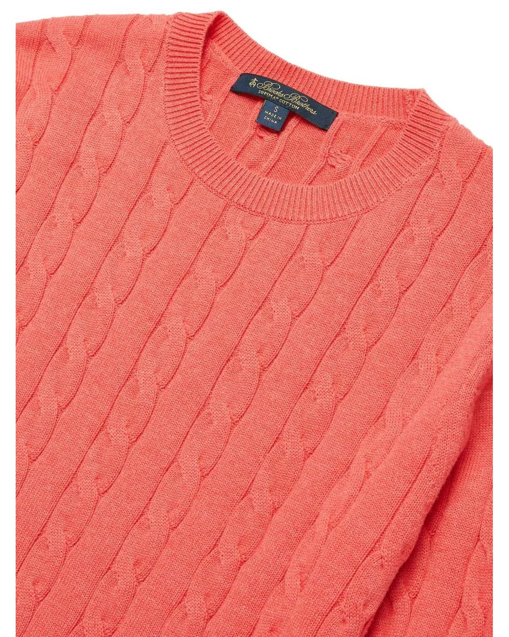 Brooks Brothers Red Cable-Knit Crew-Neck Sweater