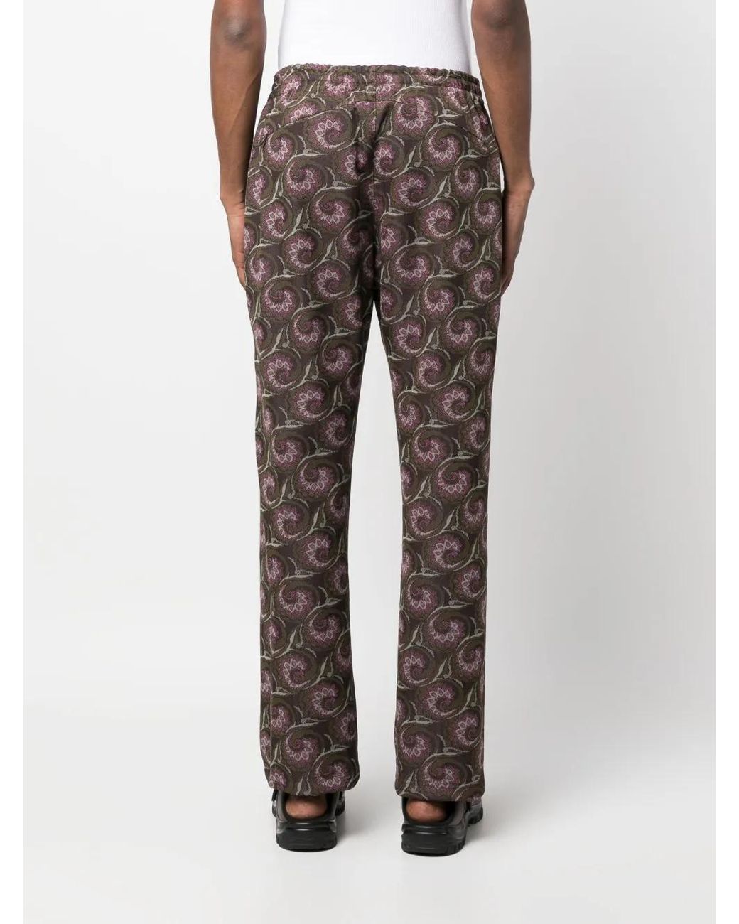Needles Brown Pintuck Bold-Checked Trousers for men