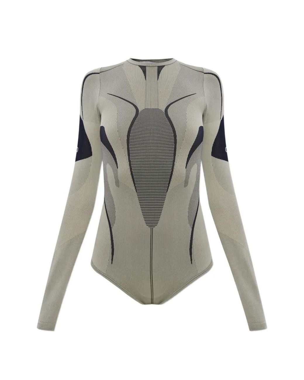 Off-White c/o Virgil Abloh Gray Graphic-Print Long-Sleeve Bodysuit