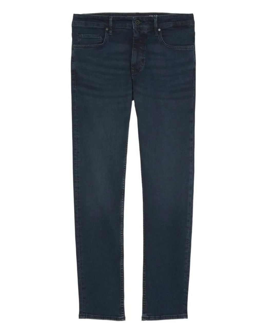 Marc O' Polo Blue Belt-Loops Leather-Patch Jeans for men