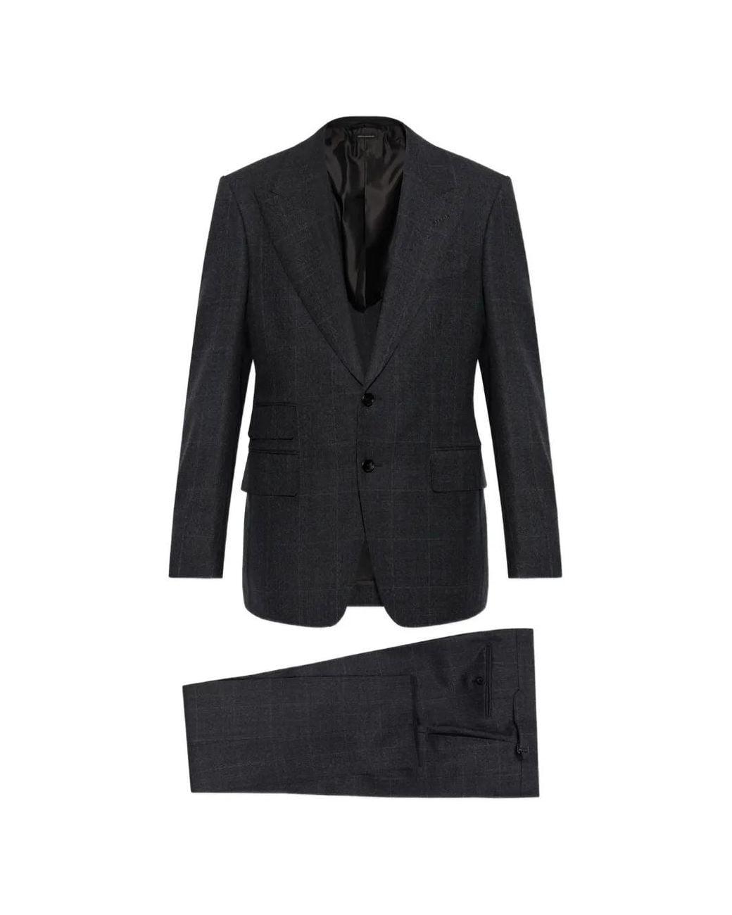 Tom Ford Black Check-Pattern Wool Suit for men