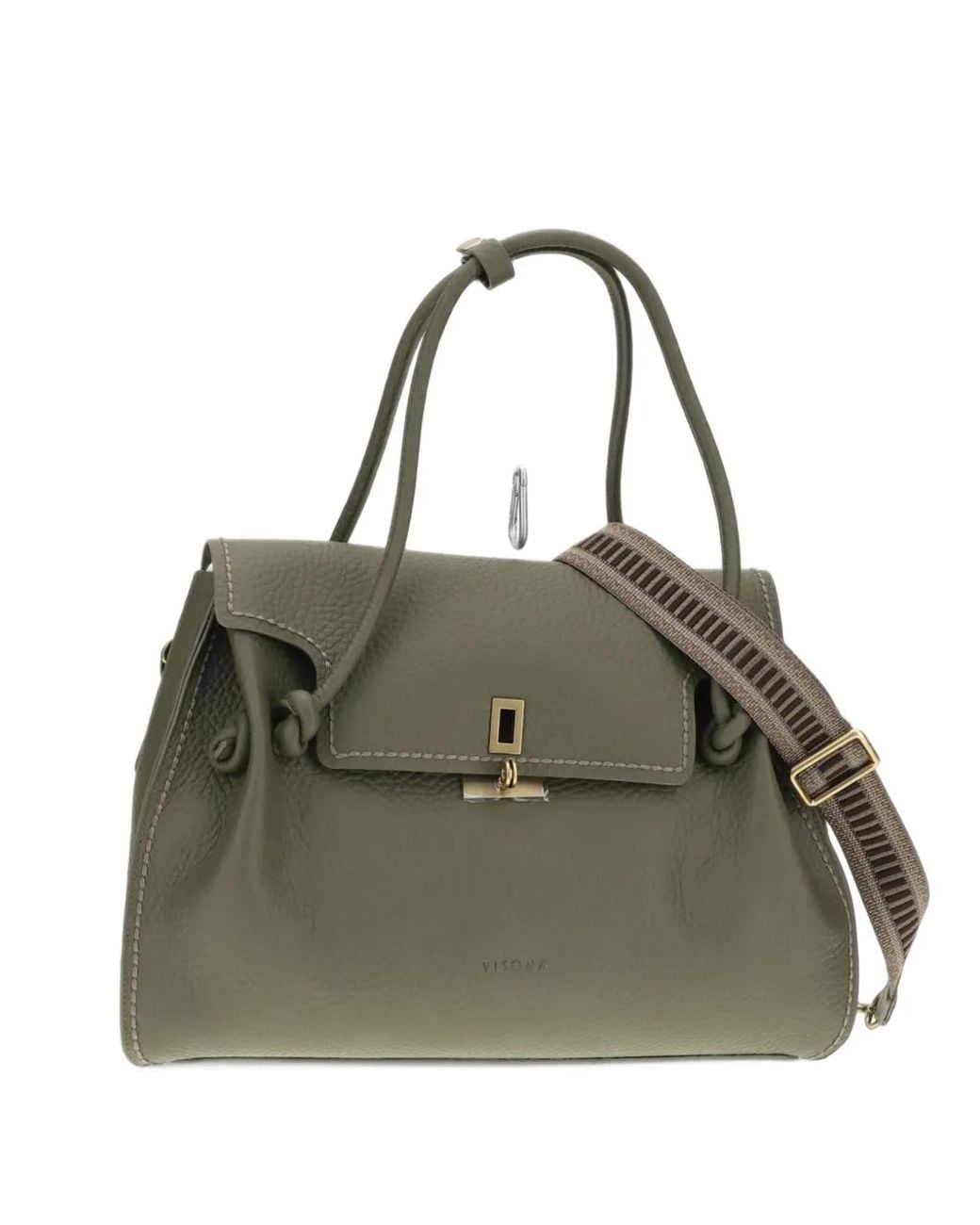 VISONA Green Queen Grained-Leather Tote Bag