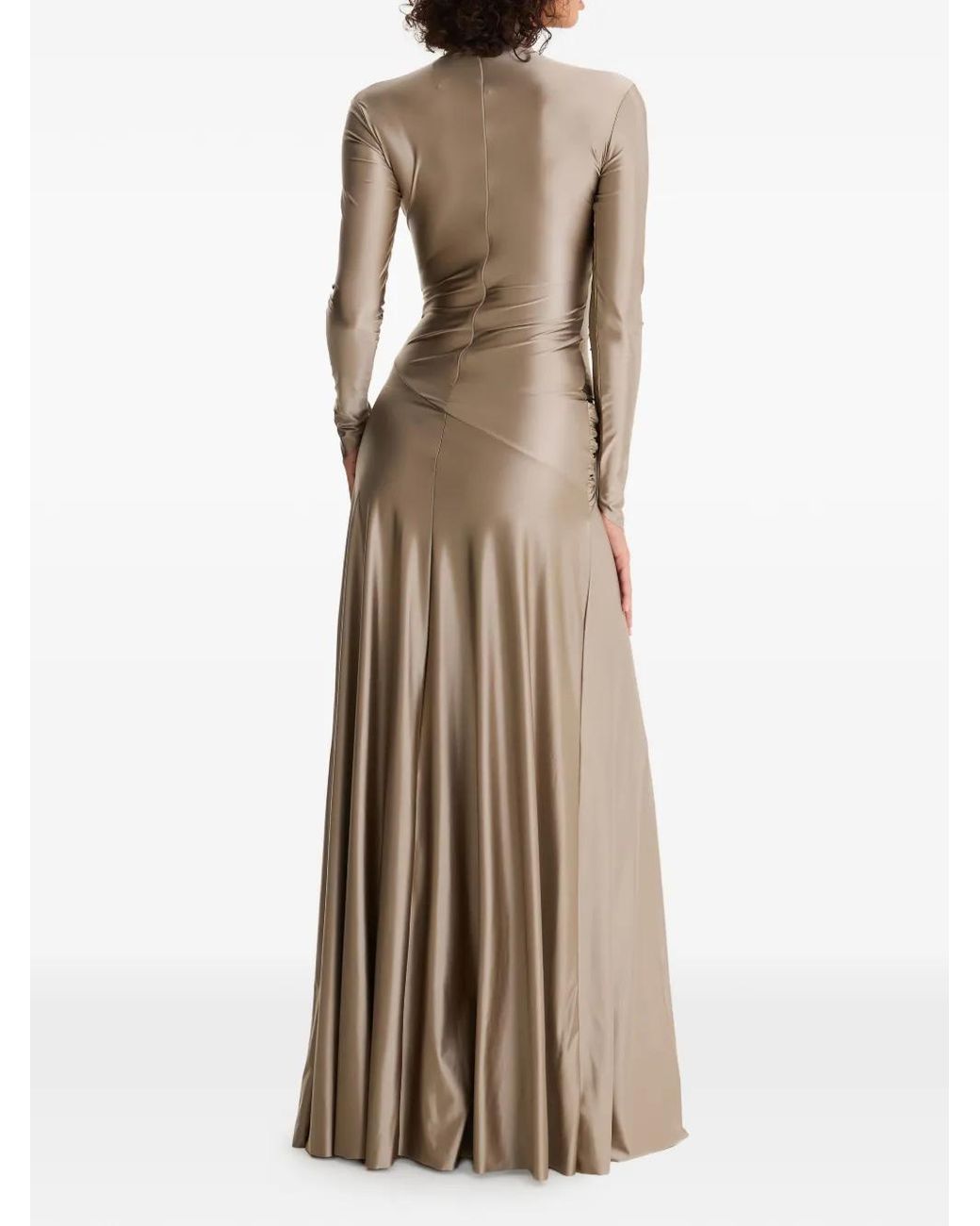 MOOS STUDIO Natural Ring-Detail Long-Sleeved Maxi Dress