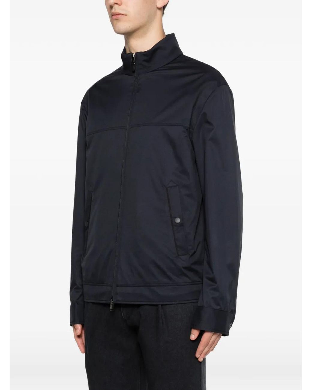 Canali Blue Zip-Up Pocket Jacket for men