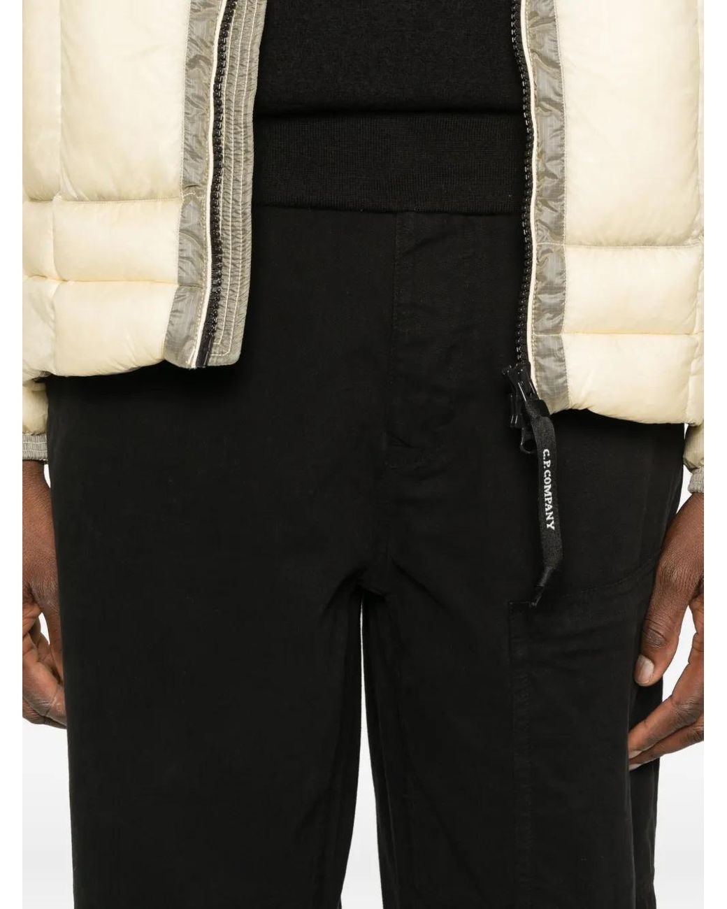 C P Company Black Cotton Cargo Trousers for men