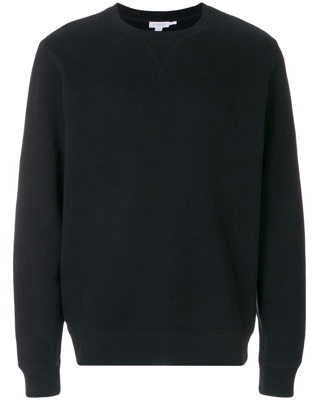 Sunspel Cotton Crew Neck Sweatshirt in Black for Men - Lyst
