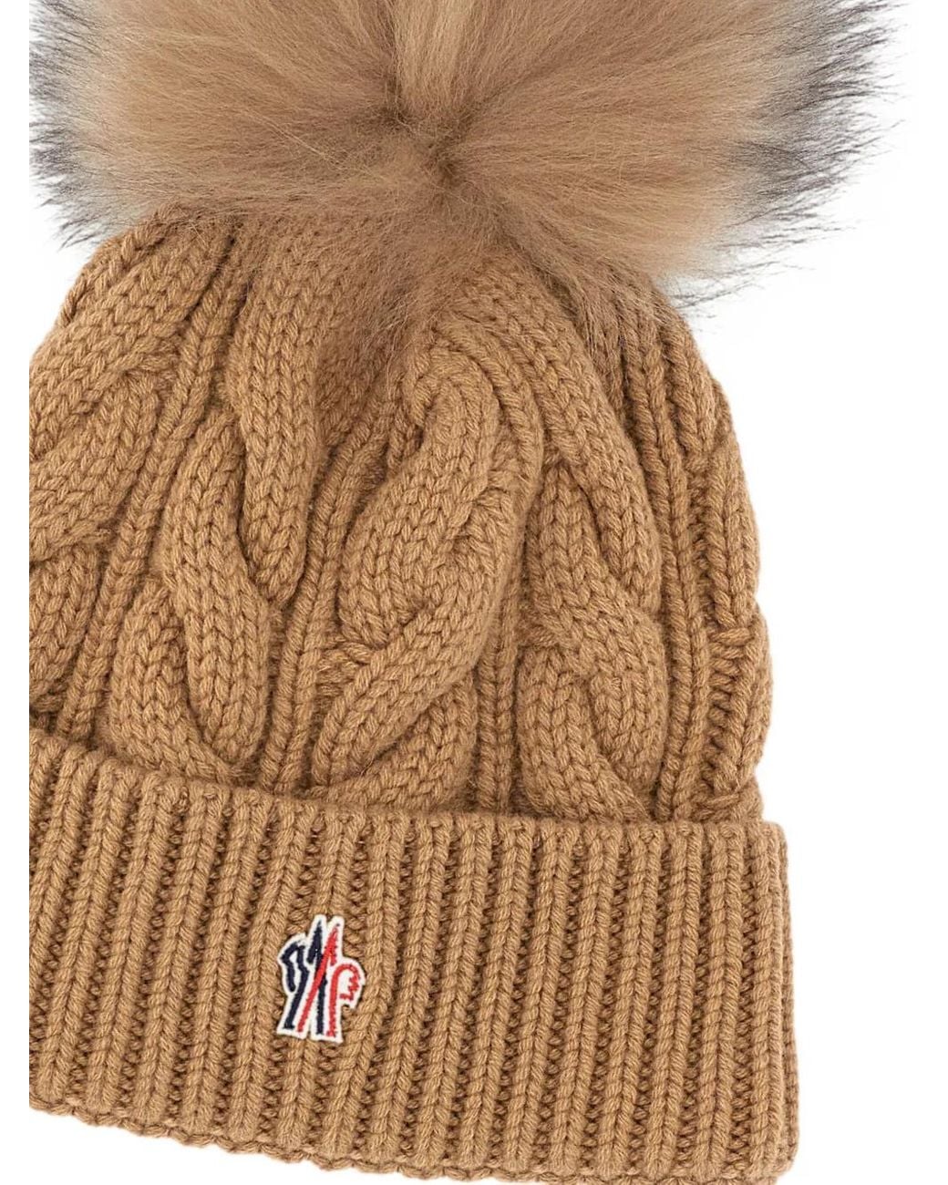 Moncler Brown Cable-Knit Beanie