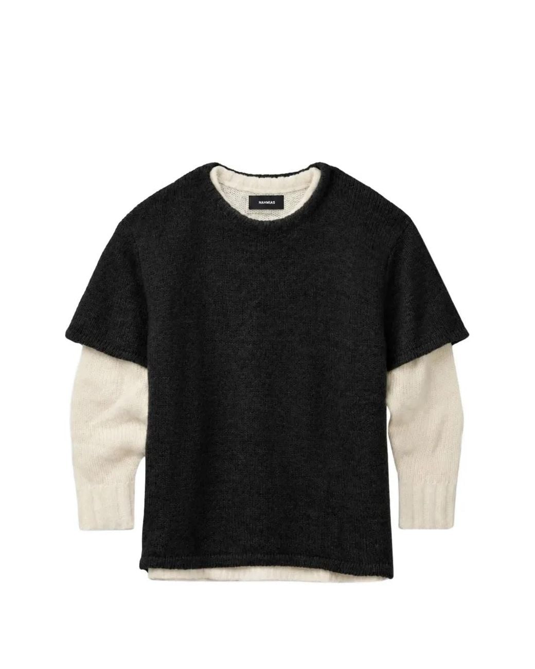 NAHMIAS Black Double-Layered Knitted Sweater for men
