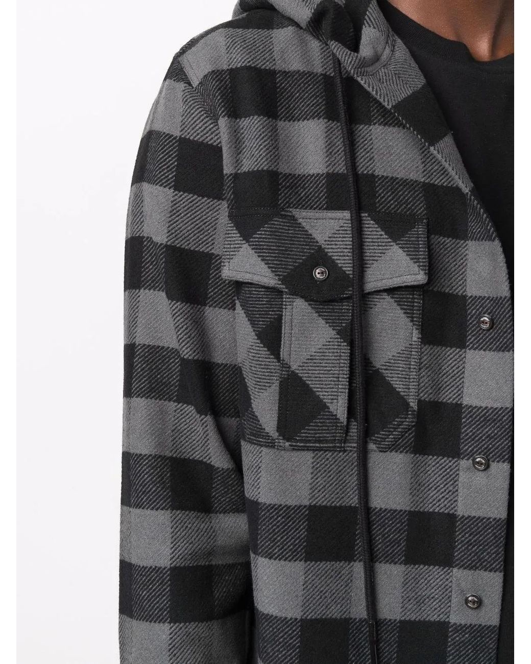 Off-White c/o Virgil Abloh Black Arrows-print Check Hoodie Shirt for men