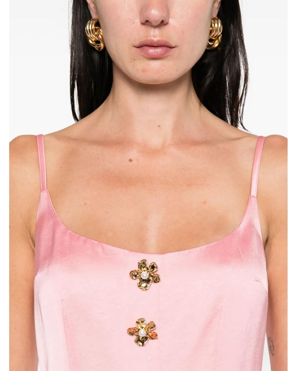 Nissa Pink Belted Midi Dress