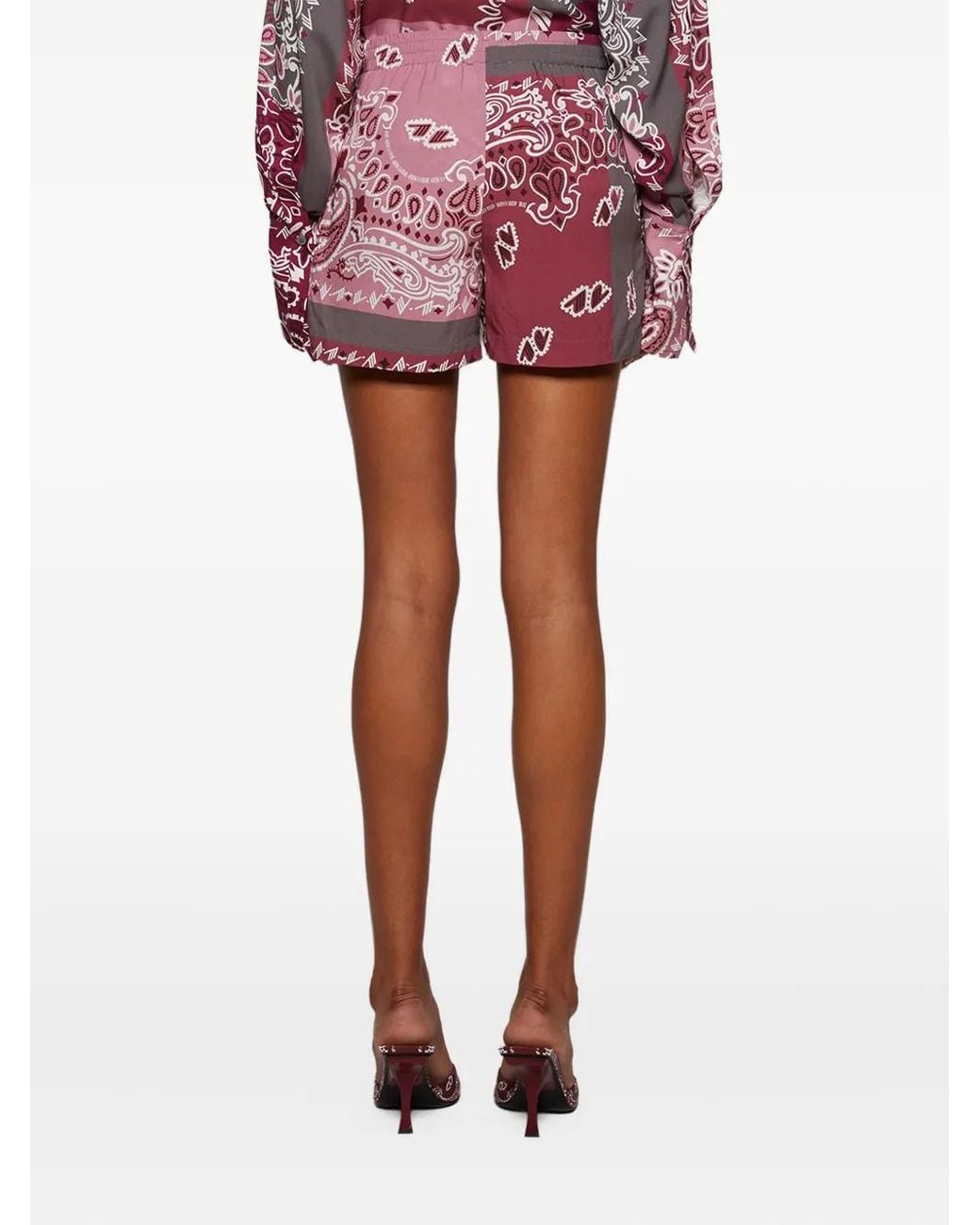The Attico Red Bandana-Print Shorts