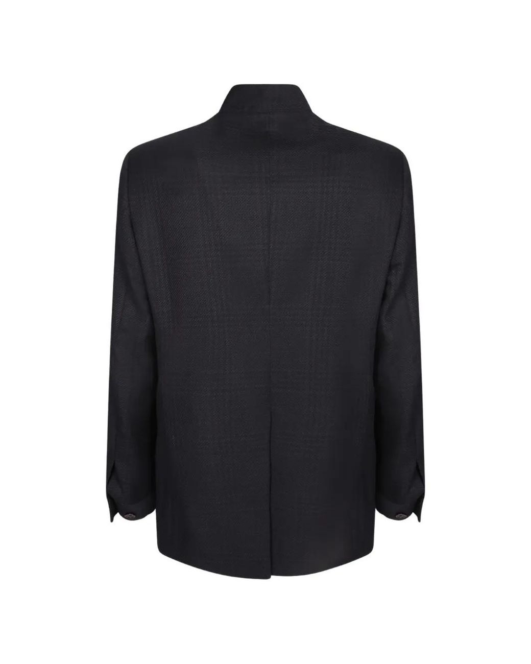 Lardini Blue Check-Pattern Mandarin-Collar Jacket for men