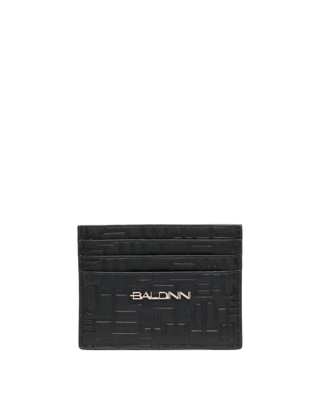 Baldinini Black Monogram-Pattern Leather Card Holder