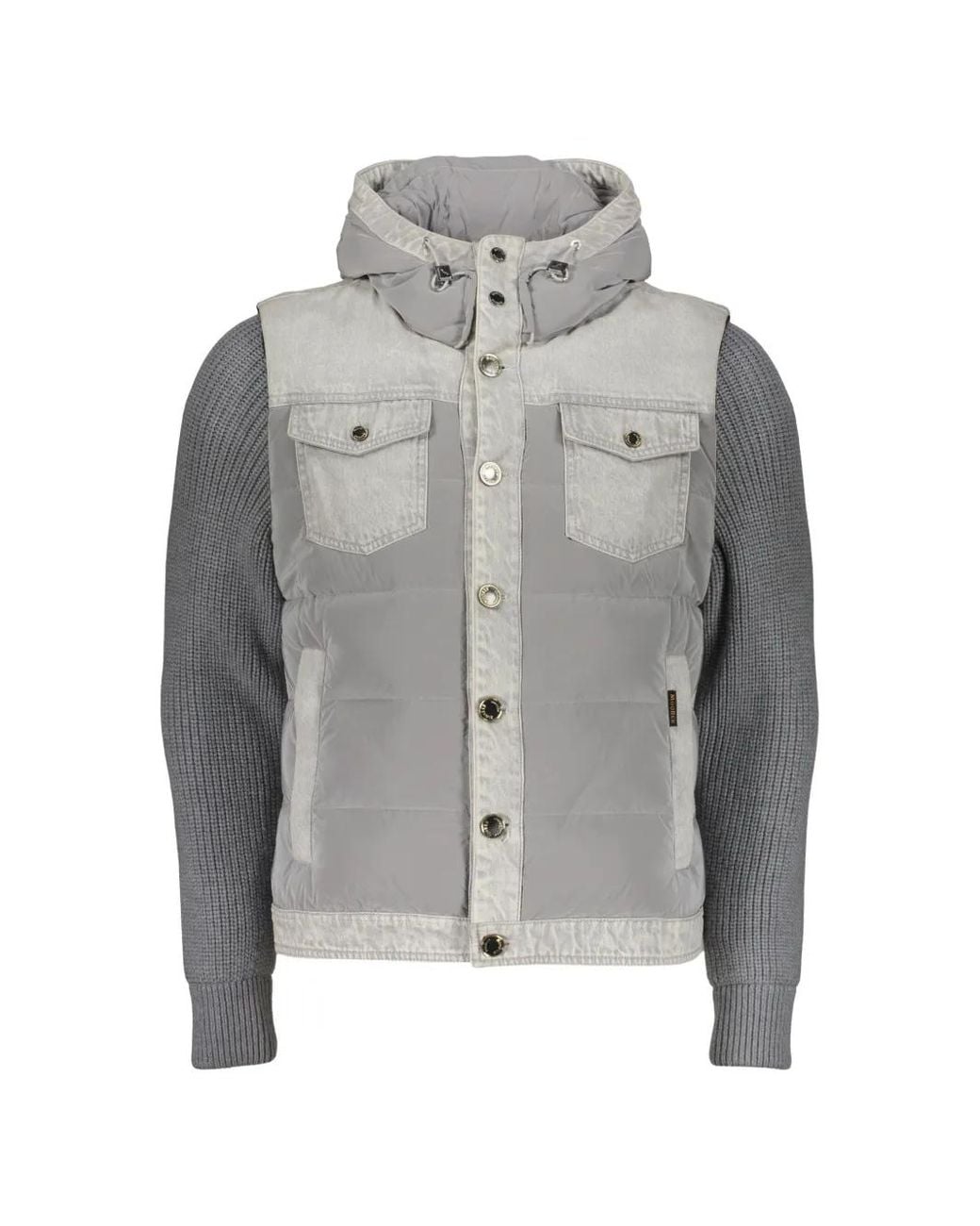 Moorer Gray Hooded Removable-Sleeve Jacket for men