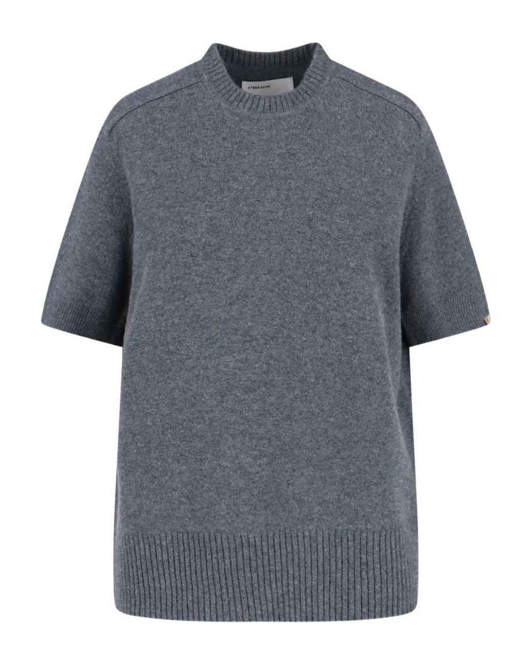 Extreme Cashmere Gray Short-Sleeve Ribbed Sweater