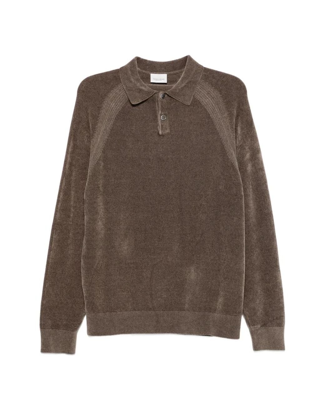 Profuomo Brown Button-Fastening Long Sleeve Polo Shirt for men
