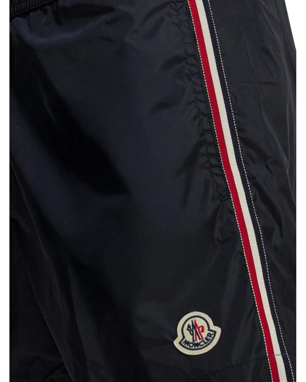 Moncler Blue Logo-Patch Side-Stripe Swim Shorts for men