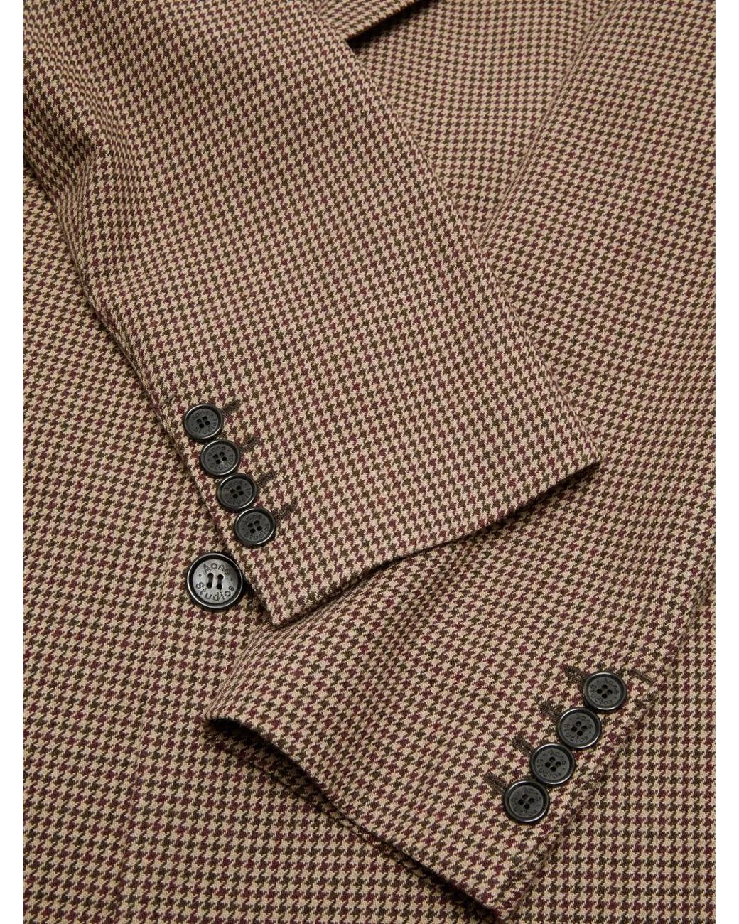 Acne Brown Houndstooth Wool Coat for men