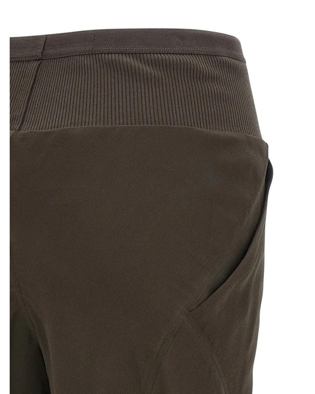 Rick Owens Brown Bias Silk Trousers