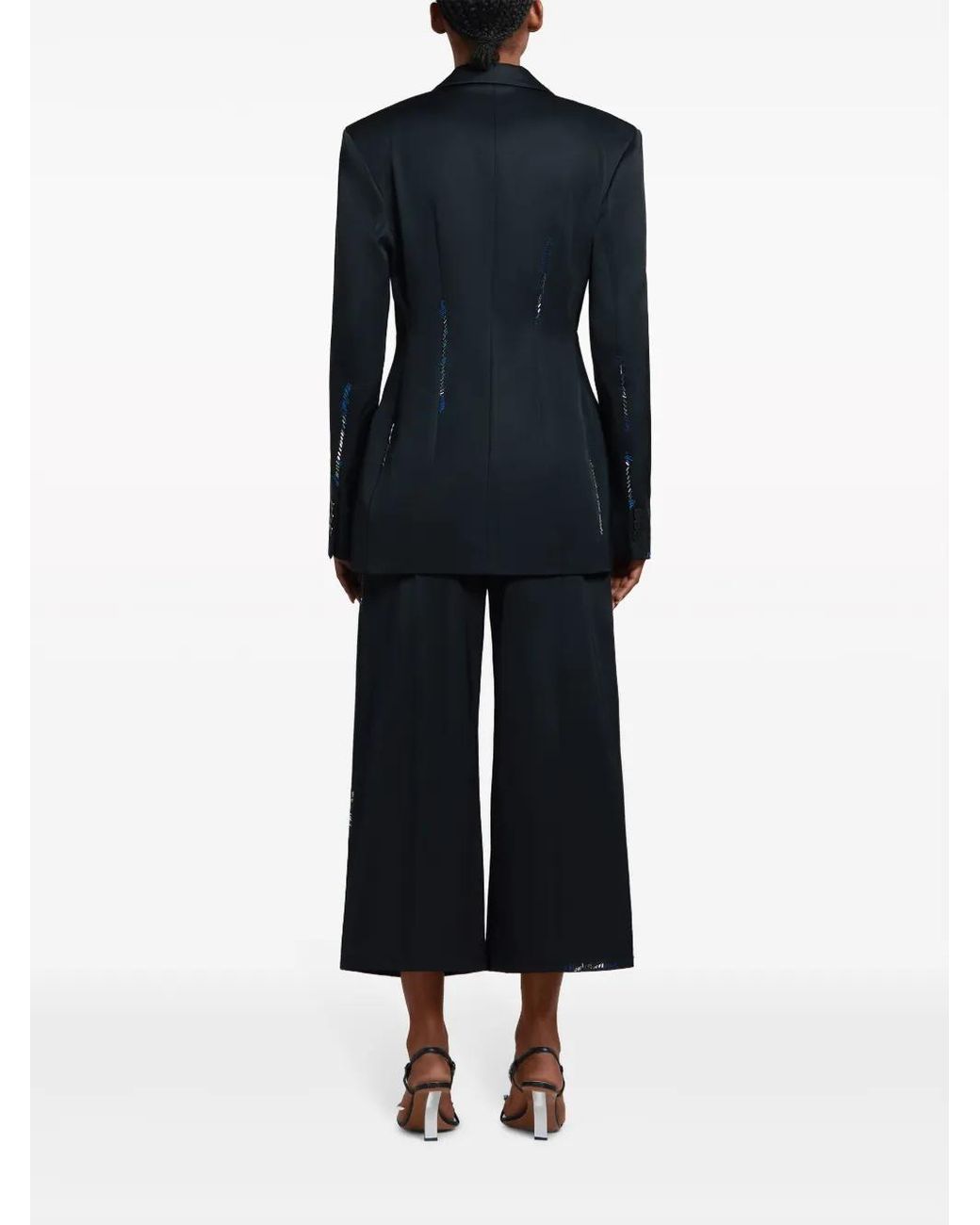 Marni Black Bead-Embellished Single-Breasted Blazer